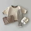 Ensembles de vêtements Bébé Garçons Solide Mignon Casual Haut À Manches Longues Coton Infant Toddler Filles Plaid Mode Pantalon 2pc Ensemble Enfants Pyjamas 220916