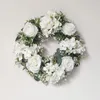 Décorations de Noël Hortensia blanc Feuilles vertes Eucalyptus Guirlande Décor à la maison Couronne de fleurs artificielles pour la décoration de mariage Ornement de Noël 220916