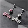 Navelklockknapp ringer Sier/Pink Sexy Crystal Body Piercing Surgical Button Belly Ring Smycken Navel Bar 202 Q2 Drop D DHSeller2010 DHNSM