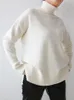 Kvinnors tröjor Högkvalitativ överdimensionerad turtlenecks för kvinnor Autumn Vintage Beige Sticked tröja med sidoslit mjuka flickor varm pullover jumper 220916
