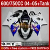 OEM Blue Factory BLK Fairings Tank för Suzuki GSXR600 750cc GSXR-750 K4 GSX-R600 04-05 153NO.5 600cc GSXR 600 750 CC GSXR750 04 05 GSXR-600 2004 2005 Injektion Mögelmässa