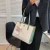 Abendtaschen Einkaufstasche Ästhetische große gestreifte Handtasche Geldbörse mit Schals Bändern Mode Schulter Luxus Designer PU Leder lässig