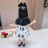 Girl Dresses Summer Girls Print Dress 2022 Back Bow Black Princess White Holiday Long Tutu Skirt For Babies