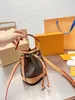 Women's bag Designer Fashion 1V Mini size 16X13X10cm color-changing leather drawstring bucket bag269U