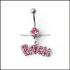 Navel Bell -knop Ringen Sier/Pink Sexy Crystal Body Piercing Chirurgische knop Belly Ring Sieraden Navel Bar 202 Q2 Drop D Dhseller2010 Dhnsm