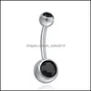 Navel Bell Button Rings Bell Drop Delivery Stainless Steel 14G Belly Piercing Nombril Screw Navel Button Rings Tragus Dhseller2010 Dhk9D