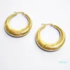 2022 new fashion Hoop Earrings Trends Women Stainless Steel Luxury Hollow Big Circle Irregular Motifs Earring Boho Style Gold Silver Color top quality