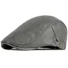 Berets HT3970 PU Leather Beret Caps For Men Women Autumn Winter Hats Vintage Ivy Sboy Flat Cap Male Female