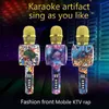 Microfones Portable Wireless Karaoke Bluetooth Microphone With LED Light Wireless Microphone Professional Högtalare KTV Handheld Cartoon Mic T220916