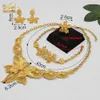 Aniid Düğün Mücevherleri Setleri Çiçek Takı Nijeryalı Altın Kadın Hint Bangles Etiyopya Takı Gelin Kolye ve Küpe H102294D