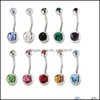 Ombelico Bell Button Rings Bell Drop Delivery Acciaio inossidabile 14G Piercing al ventre Nombril Screw Navel Button Rings Tragus Dhseller2010 Dhk9D