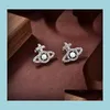 Stud Silmarillion Diamonds Orecchini Ear Studs Western Queen Planet Star Aura Gioielli di lusso di alta qualità Donne Blingbling Diamond Sat Dhqxc