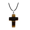 Natural Crystal Stone Cross Rope Chain Pendant Necklaces For Men Women Religion Charm Fashion Jewelry