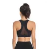 Traje de yoga Cremallera frontal Sujetador deportivo Mujeres Gimnasio Tallas grandes 5XL Fitness A prueba de golpes Alto impacto Atrás Hueco Malla transpirable Ropa interior Top