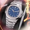 고급 스퀘어 간단한 다이얼 쿼츠 시계 40mm 남자 고급 스테인리스 스틸 탑 모델 패션 골드 팔찌 시계