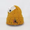 Trend Warm Beanies Spray-painted Hole Leather Label Double-layer Knitted Designer Hats