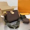 Kahverengi Çiçek Çantaları Tasarımcı Omuz Çantaları 3-One Lüks Kadınlar Crossbody Bag Markaları Çoğaltma Mahjong El çantası Deri Moda Tote YT554