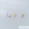 Stud 925 Sterling Sier Korean Simple Star Stud Earrings Women Light Luxury Compact Girl Friends Party Jewelry Friendship DHSeller2010 DHLB6