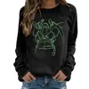 Women's Hoodies Women Casual Loose Sweater Adults Cartoon Print Long Sleeve Round Neck Sweatshirt Street Trendy