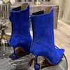 Womens 2022 Winter Crystal Ankle Boots Knee High Boots Metal Ball Heel Pointed Toe Genuine Leather Slip On