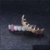 Grillz dentystyczne grille 18k złote zęby hip hop mti kolor Diamond Custom Dim Grill Cap Wampire Rapper Umipj 486 T2 Dhseller2010 Dhteb