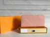 M61864 디자이너 Long Wallet Special Canvas Lady Zippen Coin Pocket 3 큰 가세드 교실 고급스러운 레이디 지갑 반짝이는 황금색 금속 조각 지피 지갑