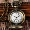 Vintage-Stil Uhren Half Hunter Blumengehäuse Männer Frauen Quarz Taschenuhr Arabische Zahl Halskette Kette Geschenk