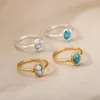 Ringos de cluster Oval para lua para mulheres colorido aço inoxidável Fita de noivado minimalista Ring ring dedo casal Jóias de joalheria de joias