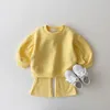 Clothing Sets MILANCEL Baby Clothing Set Solid Hoodies And FlarePants 2Pcs Girls Suits 220916