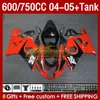 OEM Orange Black Fairings Tank f￶r Suzuki GSXR-600 GSXR600 GSXR-750 K4 GSXR750 04 05 153NO.53 GSXR 600 750 CC 600cc 750cc 2004 2005 GSX-R600 04-05 Injektion M￶gelm￤ssa