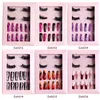 Halloween Fluffy Falseyheshes Pressione em unhas Definir cílios curiosos de capa completa kits de maquiagem de unhas de caixão