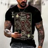 T-shirts pour hommes Été 3D T-shirt surdimensionné imprimé 2022 Confortable Respirant Col rond Horreur Crâne Spade Poker