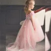 女の子のドレスフラワードレスピンクの白いチュチュベビートゥーウェディングのための最初の聖体拝領の機会ガウンの子供たち