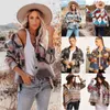 Kvinnors jackor retro etnisk vintage jacka kvinnor skarv löst denim tryck aztec långärmad skjorta streetwear kvinnlig goth ullrock