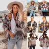 Chaquetas de mujer Chaqueta vintage étnica retro para mujer Empalme suelto Denim Impresión Azteca Camisa de manga larga Streetwear Mujer Goth