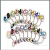 Navel Bell -knop Rings roestvrij staal navelstreng mode -accessoires Crystal body piercing sieraden vrouw man nav dhseller2010 dhdto