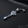 Navel Bell Button Rings Heart Shaped Navel Ring Diamond Inlay Pendant Nails Water Drop Puncture Jewelry Bell Button Na Dhseller2010 Dhnxc