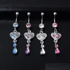 Navel Bell Button Rings Heart Shaped Navel Ring Diamond Inlay Pendant Nails Water Drop Puncture Jewelry Bell Button Na Dhseller2010 Dhnxc