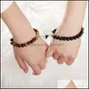 Brins de perles 2pcs / set bracelet de perles de distance magnétique couple amoureux du coeur minimaliste bracelets d'amitié assortis fo Dhseller2010 Dhfzb