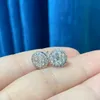 22091610 نساء مجوهرات الأذن الأذن 1CT Round Plate Diamond 2.2G AU750 White Gold Luxury Classic Celeb Choice 9.4mm عرض