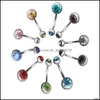 Navel Bell -knop Ringen Bell Drop levering roestvrij staal 14g buikpiercing nombril schroef navel knop ringen tragus dhseller2010 dhk9d