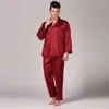 Pigiami da uomo di lusso classico design a righe Pigiami da uomo Pigiami a maniche lunghe Top da notte Pantaloni da uomo in seta di ghiaccio Set Pijama