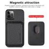 Étuis en cuir magnétique en fibre de carbone pour Magsafe IPhone 15 14 11 12 13 Pro Max 13 Mini x xs xr 7 8 plus IPones Mac Safe Wallet Card Holder Cover