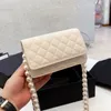 22S Ladies Designer bag Classic Mini Flap Pearl Strap Wallet Bags With Gold Metal Matelasse Chain Crossbody Shoulder Purse Card Holder Pochette Sacoche purse 20CM