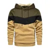 Men's Hoodies Sweatshirts Men's Hoodies Sweatshirts Tri-color Patchwork Drawstring Male Hooded Fleece Pullover Running Tracksuit Fitness Hoody