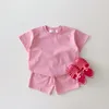 Kledingsets 2 stks babymeisjes jongens outfits sets zomer mode schattig basic korte mouw kinderen tees t-shirts shorts shorts stiksel kleur kleding 220916