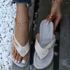 Sandaler utomhus tofflor avslappnade damer strandskor metallknapp flip flops glider skor kvinnor 2022 sommarkilar klipp t￥