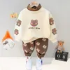 Bekleidungssets Jungen- und Mädchen-Herbst- und Winterset mit Kapuze, 0–4 Jahre alt, Baby-Plüsch, verdickter Cartoon-Pullover, Hose, zweiteiliges Set 220916