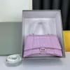 حقائب مصممة ربع الرموز كيس كبريد صغير يدوية صغيرة مصغرة النساء التمساحات المنقوشة الأزياء الوردي ساعة سود