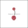 Navel Bell Button Rings Fashion Crystal Ball Belly Ring Sexy Stainless Steel Navel Bell Button Rings Piercing Jewelry Dhseller2010 Dh675